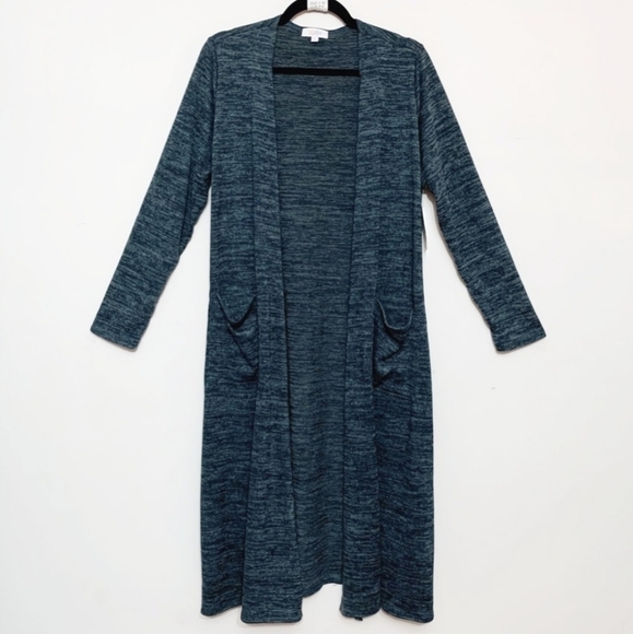 Lularoe Sarah Heathered Teal Open Front Duster Cardigan Sweater Women's Medium M - Picture 1 of 7